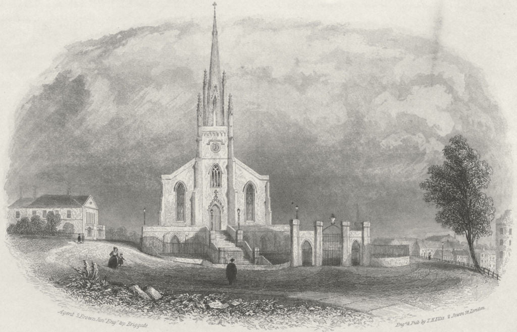 YORKS. St Georges Church Leeds c1855 old antique vintage print picture